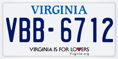 VA license plate VBB6712