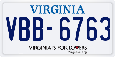VA license plate VBB6763