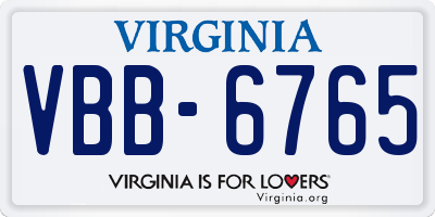 VA license plate VBB6765