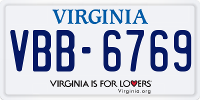 VA license plate VBB6769