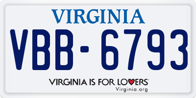 VA license plate VBB6793
