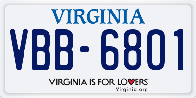 VA license plate VBB6801