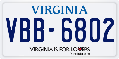 VA license plate VBB6802