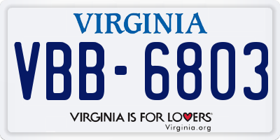 VA license plate VBB6803