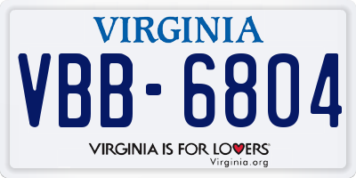 VA license plate VBB6804
