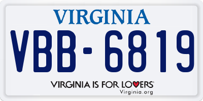 VA license plate VBB6819