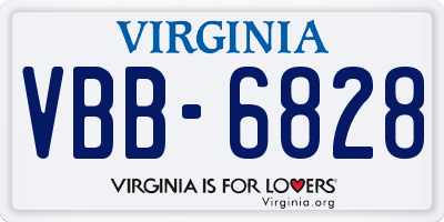 VA license plate VBB6828