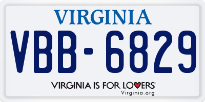 VA license plate VBB6829