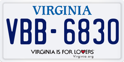 VA license plate VBB6830