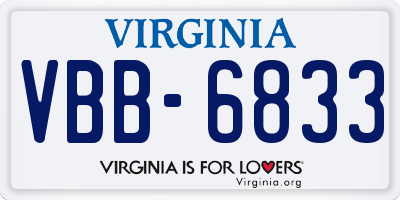 VA license plate VBB6833
