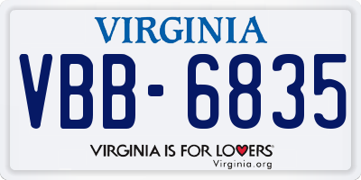 VA license plate VBB6835