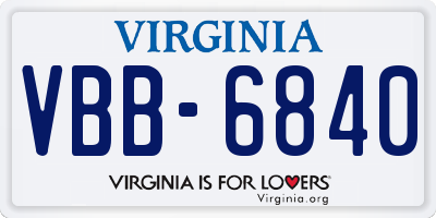 VA license plate VBB6840