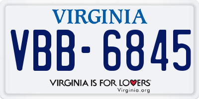 VA license plate VBB6845