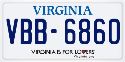 VA license plate VBB6860