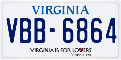 VA license plate VBB6864
