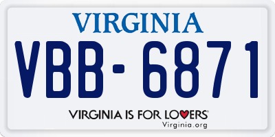 VA license plate VBB6871