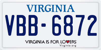 VA license plate VBB6872