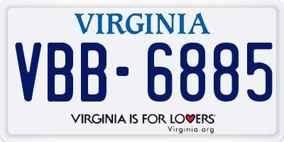 VA license plate VBB6885