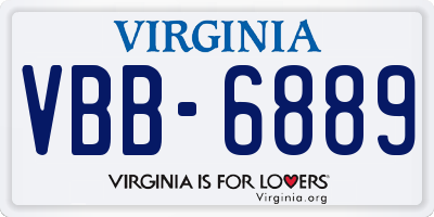 VA license plate VBB6889