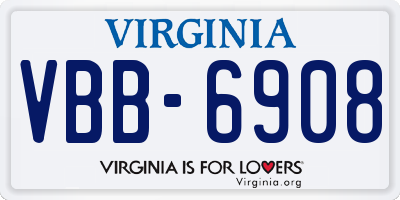 VA license plate VBB6908