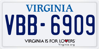 VA license plate VBB6909