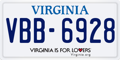 VA license plate VBB6928