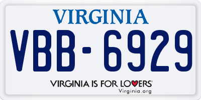 VA license plate VBB6929