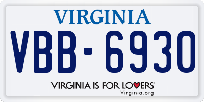 VA license plate VBB6930