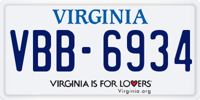 VA license plate VBB6934