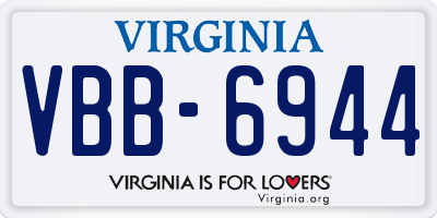 VA license plate VBB6944