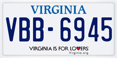 VA license plate VBB6945