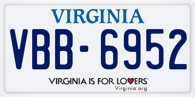 VA license plate VBB6952