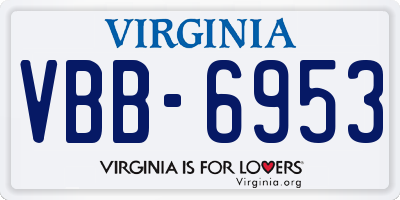 VA license plate VBB6953