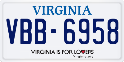 VA license plate VBB6958