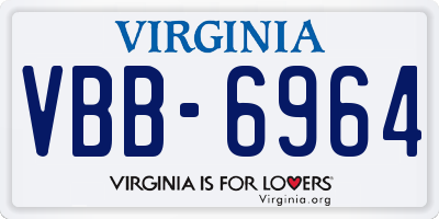 VA license plate VBB6964