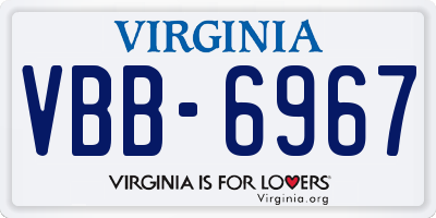 VA license plate VBB6967