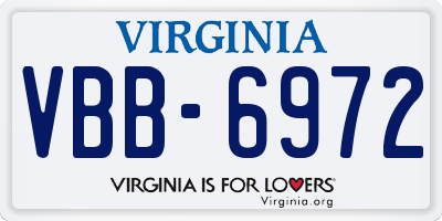 VA license plate VBB6972