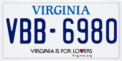 VA license plate VBB6980