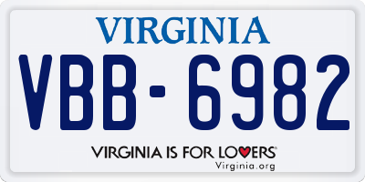 VA license plate VBB6982