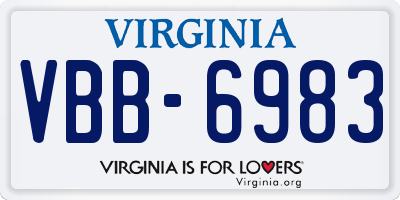 VA license plate VBB6983