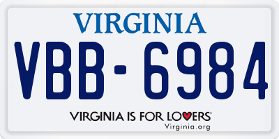 VA license plate VBB6984