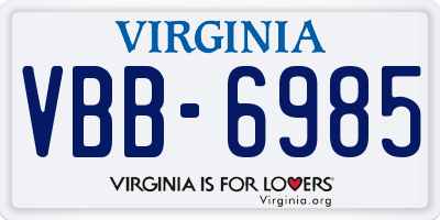 VA license plate VBB6985