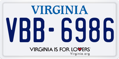 VA license plate VBB6986