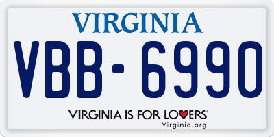 VA license plate VBB6990