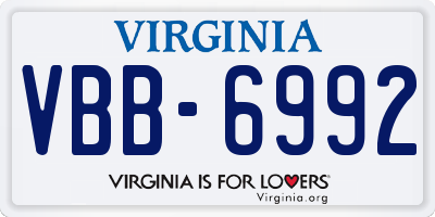 VA license plate VBB6992