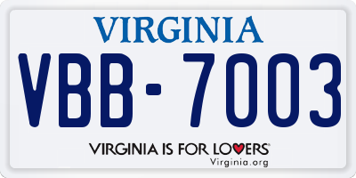 VA license plate VBB7003