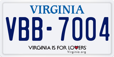 VA license plate VBB7004