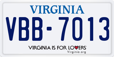 VA license plate VBB7013