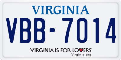 VA license plate VBB7014
