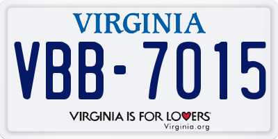 VA license plate VBB7015